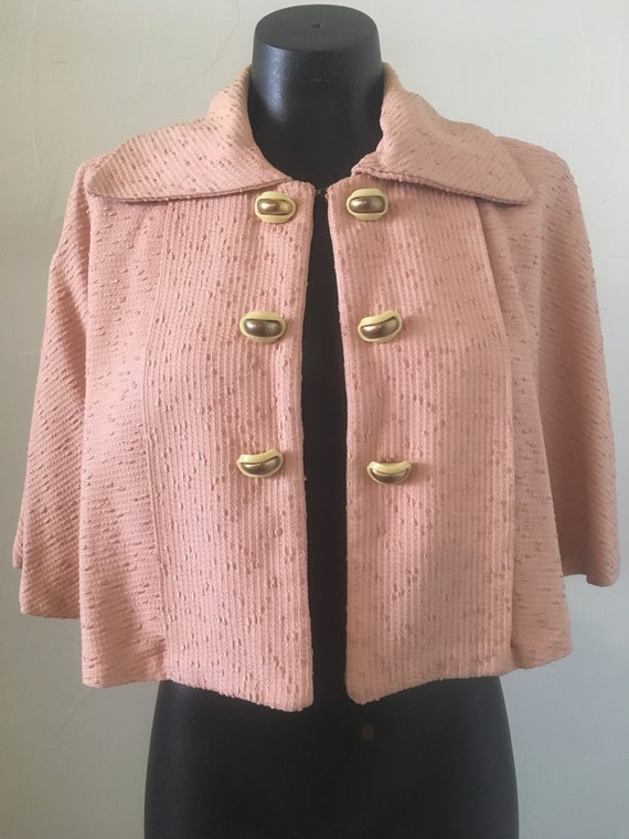 Vintage 1950's Pink Brocade Capelet