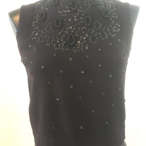 Vintage 1950&#39;s Embellished Beaded Rayon Crepe Crop Top