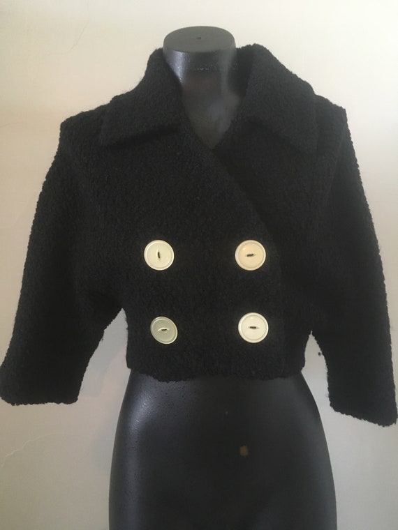 Vintage 1950's Women's Cropped Wool Bolero Boucle
