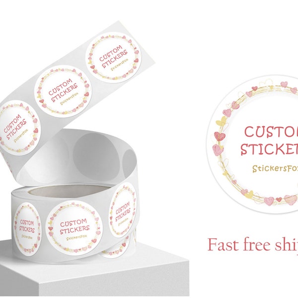 100 x Custom Roll Circle Labels. Your own design is printed 100+ Bulk custom stickers. High Resolution and Quality