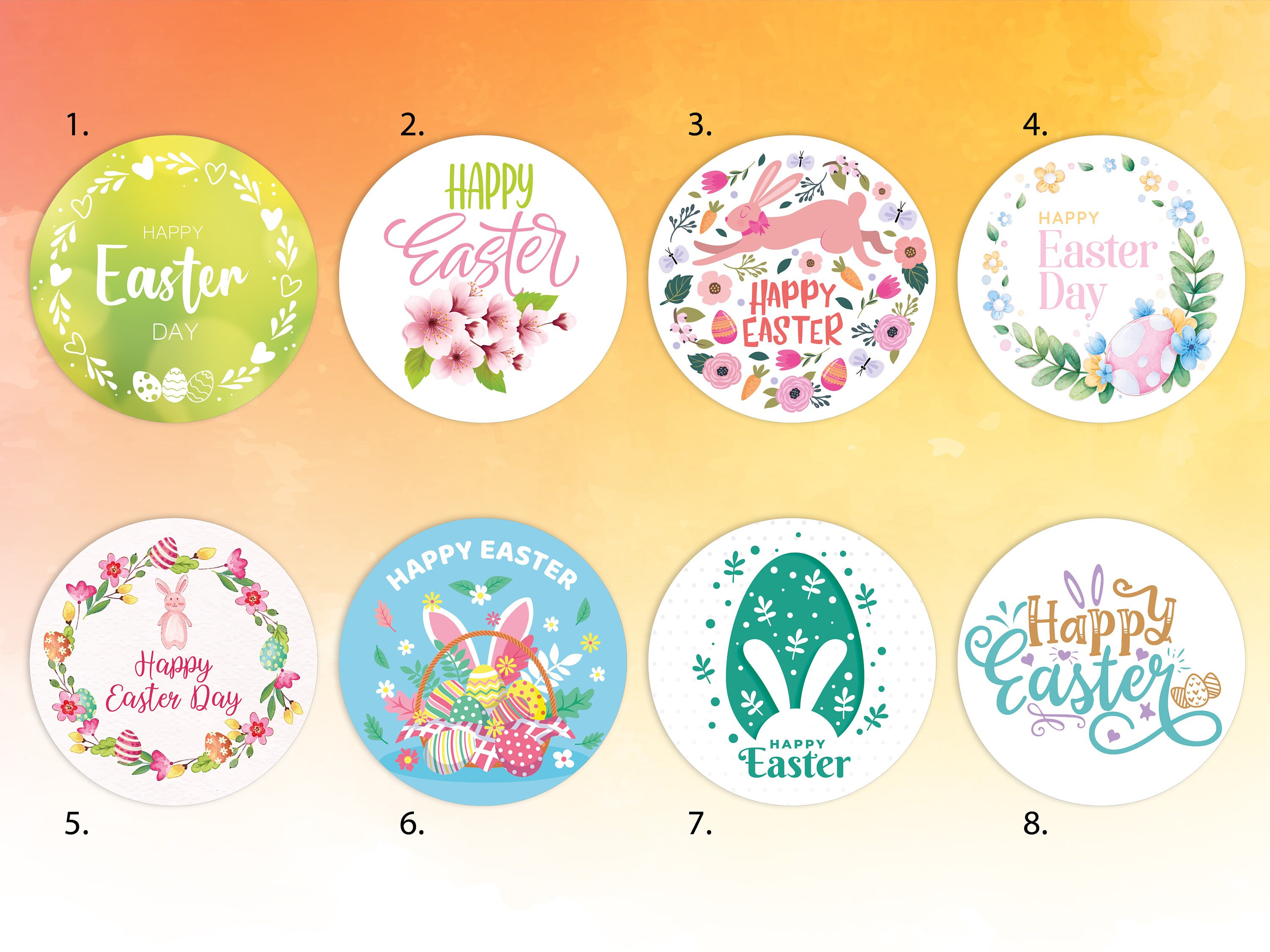Easter labels happy Easter stickers Easter stickers happy Etsy