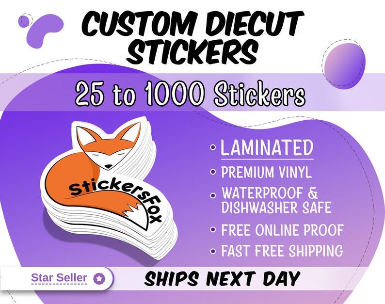 Explore our Etsy Custom Stickers Shop - Alt text: Diverse array of vibrant custom stickers, showcasing unique designs for personalization. Elevate your style with our handmade, high-quality stickers.