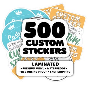 Pakket met 500+ custom gestanste vinylstickers. Jouw op maat gemaakte vinylsticker of sticker in elke gewenste vorm gesneden. Wij maken stickers van je foto's.