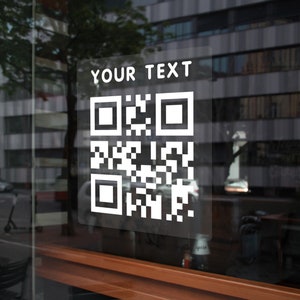 Decalcomania trasparente in vinile con codice QR personalizzato / Adesivo per vetrina vetrina / Decalcomania con codice QR personalizzato per il codice QR della facciata del negozio