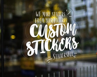 Custom Clear Stickers: White Ink Logo, Die Cut Vinyl