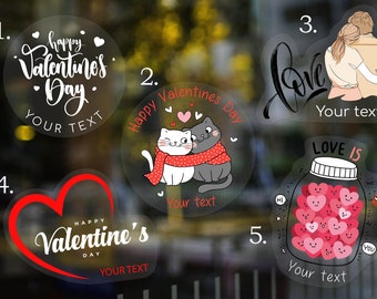 Valentines Stickers, Custom Valentine Transparent Vinyl Stickers, Personalized clear valentine's day stickers