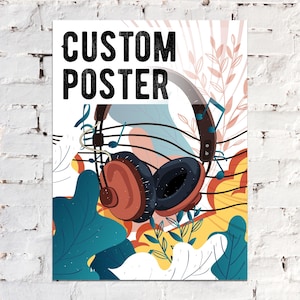 Personalized custom poster hanging on living room wall – modern wall art decor, movie poster