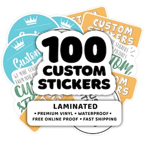 100  Custom Die Cut Vinyl Stickers Pack. Your custom vinyl sticker or decal cut to any shape. We make stickers from your pictures.