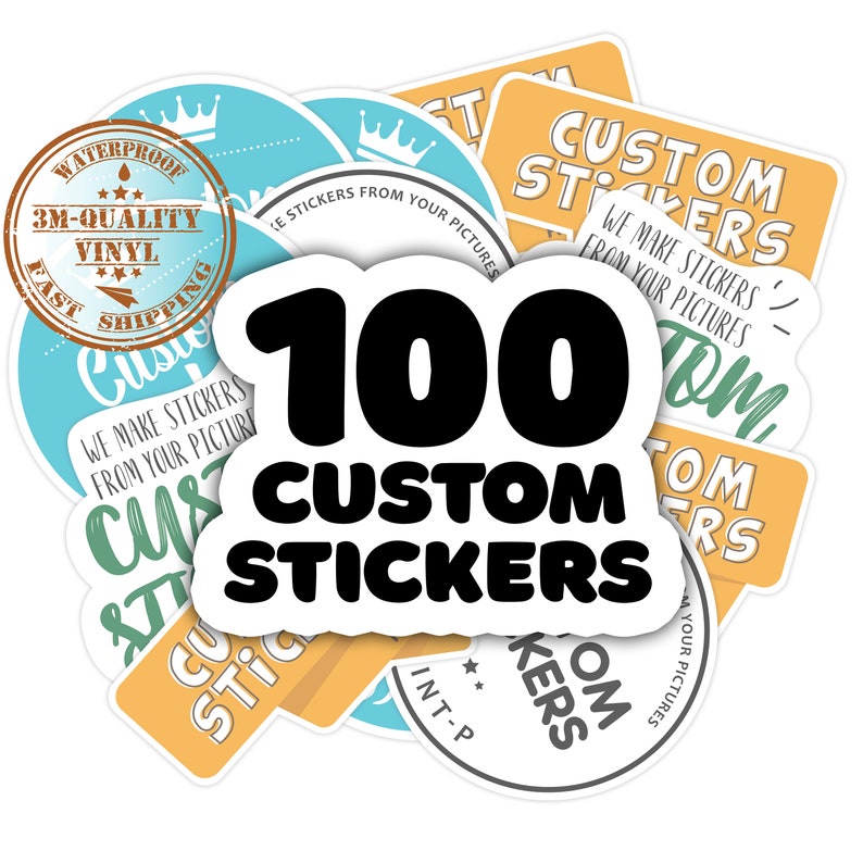100 Custom Die Cut Vinyl Stickers Pack. Your custom vinyl sticker or decal cut to any shape. We make stickers from your pictures. image 1