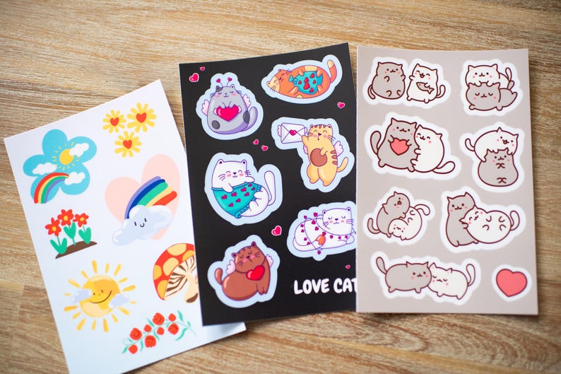 Custom sheet stickers printed with your design! Perfect for product labeling, branding, and DIY projects. Choose from matte or glossy finishes. Available in various sizes and shapes. Waterproof and long-lasting quality. Easily peel and apply for a professional look. Bulk orders welcome. Fast shipping!