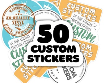 50 Custom Die Cut Vinyl Stickers Pack. Your custom vinyl sticker or decal cut to any shape. We make stickers from your pictures.