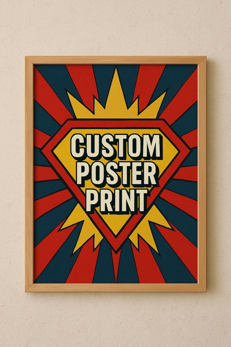 Personalized custom poster movie star hanging in cozy living room – unique home decor gift idea
