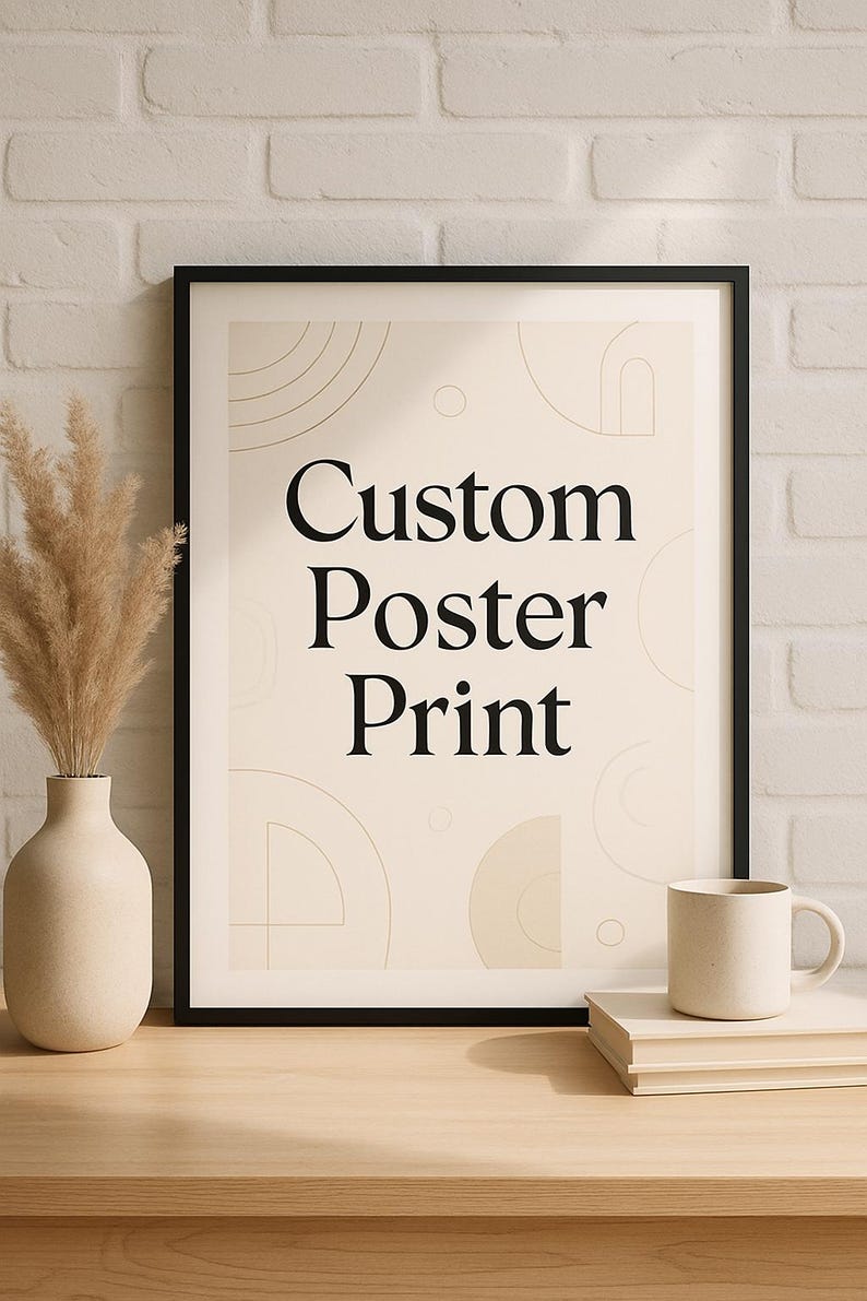 Close-up of high-quality custom poster paper texture and crisp printed text – personalized art gift