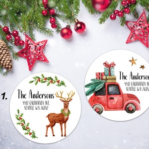 Kerstverzendetiketten, vakantiestickers, adresetiketten met kransen, vrolijk kerstfeest, kerstretouradresetiketten - 2"