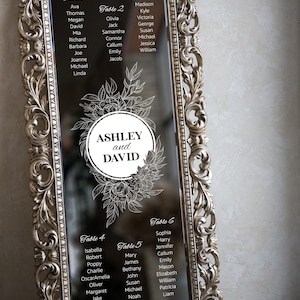 Wedding Seating Chart Mirror Static Cling Decal