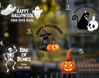 Pegatinas transparentes personalizadas de Halloween: Truco o trato, personalizadas