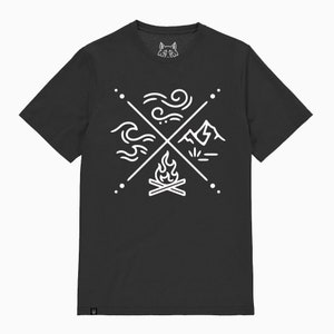 Elements Earth Wild Camping Art Retro Hiking Travel Men Women Organic  Minimal Tattoo Design Funny T-shirt Tee Top Shirt Stipple Drawing