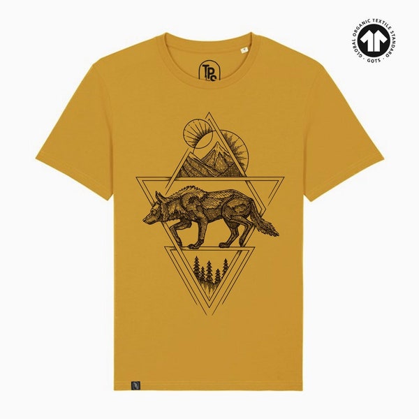Wolf T-Shirt Gift - Wolves Shirt - Alpha - Men's Wolf Shirt - Men's Graphic Tee Wolf Dog Gifts Men Unisex Organic Cotton