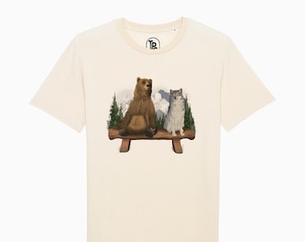 Bear T-Shirt Gift - Wolf, Wolves, Grizzly Bear Fox Shirt - Men's Bear Shirt - Men's Graphic Tee Bear Gifts Men Unisex Organic Cotton