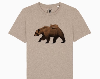 Bear T-Shirt Gift - Grizzly Bear Fox Shirt - Men's Bear Shirt - Men's Graphic Tee Bear Gifts Men Unisex Organic Cotton