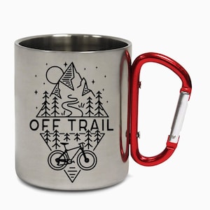 Off Trail Bike Biking Mountain Riding Escape Hiking Carabiner Travel Holiday Camping Adventure Coffee Cup Tea Mug Gift Birthday