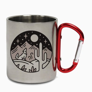 Wolves Howling Moon Wolf Dog Mountains Hiking Carabiner Vibes Grizzly Bear Travel Holiday Camping Adventure Coffee Tea Mug Gift Birthday