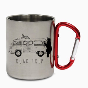 Adventure Awaits Cute Road Trip Mountains Hiking Carabiner Vibes Grizzly Bear Travel Holiday Camping Adventure Coffee Tea Mug Gift Birthday