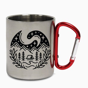 Wild Camping Escape Mountains Hiking Carabiner Travel Holiday Camping Adventure Coffee Cup Tea Mug Gift Birthday