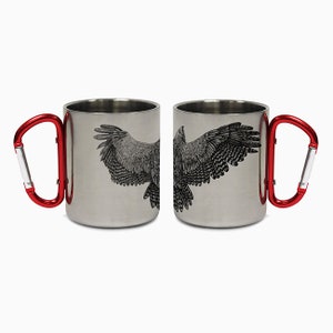 Eagle, Bald Eagle Wrap Steel Carabiner Camping Mug Cup Outdoors Hiking Stainless Steel, Travel Coffee Mug