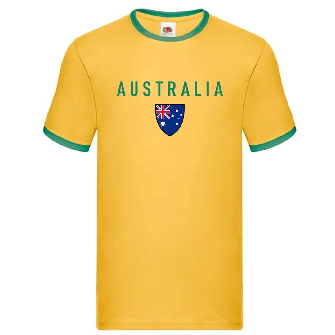 Australia Personalised Ringer T-shirt, World Cup 2026 Shirt Custom Name ...