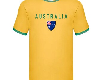 Australia Personalised Ringer T-Shirt, World Cup 2026 Shirt Custom Name/Number Adults Kids Family, Aussie Football Top