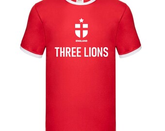 England Personalised Red Ringer T-Shirt, World Cup 2026 Shirt Custom Name/Number Adults Kids Family, English Football Long sleeve Top