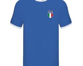 Italy Italia Personalised Navy Ringer T-Shirt, World Cup 2026 Shirt Custom Name/Number Adults Kids Family, Italian Football Top