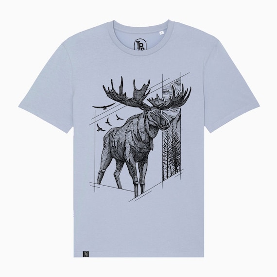 Organic Cotton Hooded Holiday Moose Printed Top Organic Cotton Hooded Holiday Moose Printed Top