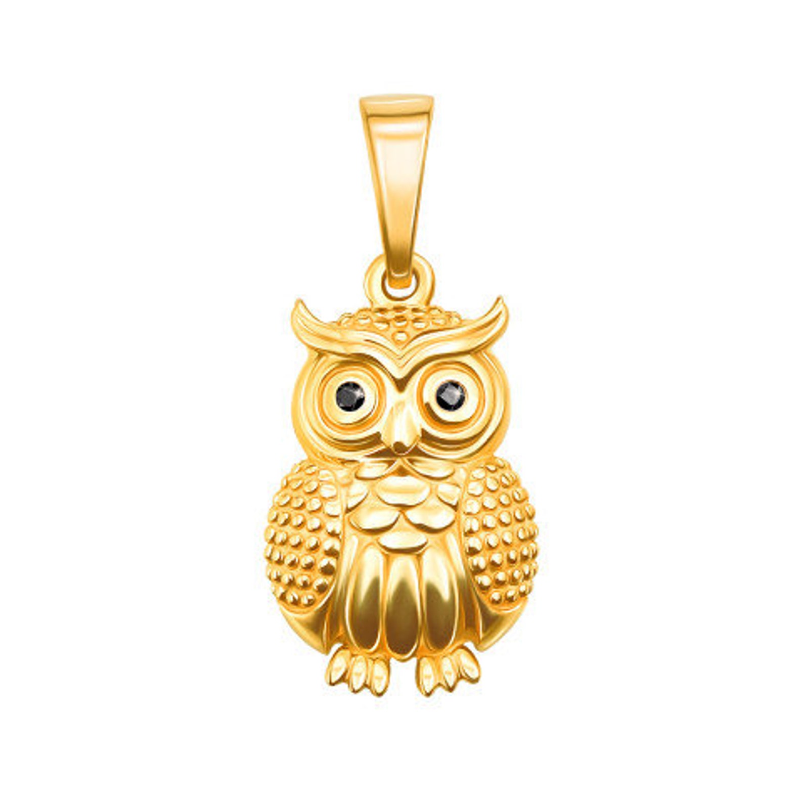 14K Yellow Gold Owl Pendant Gold Owl Owl Jewelry Gold Owl Etsy UK