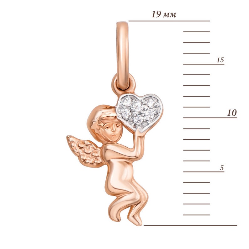 Love Angel Angel Heart Charm Angel Charm Bracelet Wedding Angel Angel Jewelry Gold Angel Gift 9K Gold Cupid Angel Pendant CZ Pendant