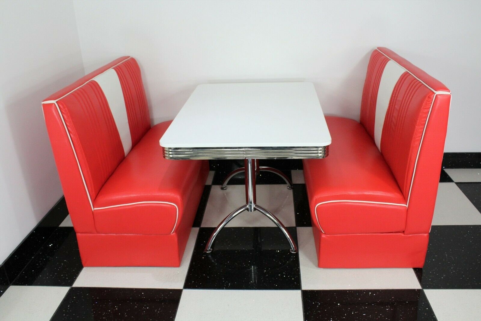American Diner Furniture 50s Style Retro Booth Table Red Nashville Booth Set Etsy