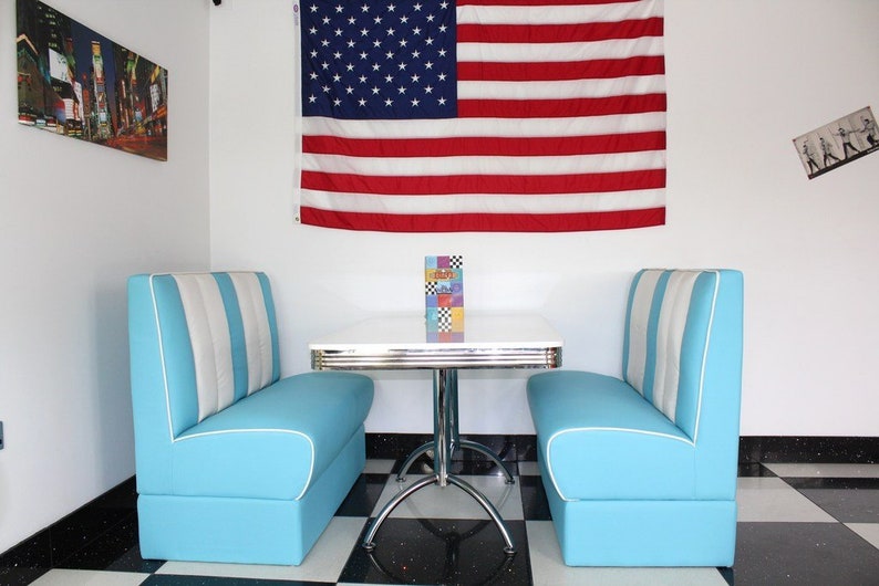 American Diner Furniture 50s Style Retro Blue Booth & White Etsy UK