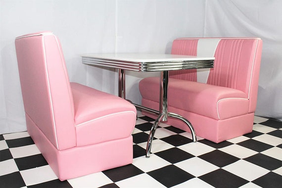 American Diner Furniture 50s Style Retro Booth Table & Pink