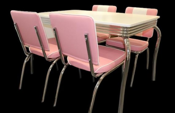 オーダーメイド アメリカンダイナーチェア ピンク 1950’s American Diner Furniture 50s Style Retro White 4 Legged Table and