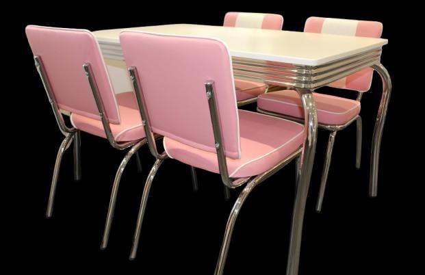 American Diner Furniture 50s Style Retro White 4 Legged Table and