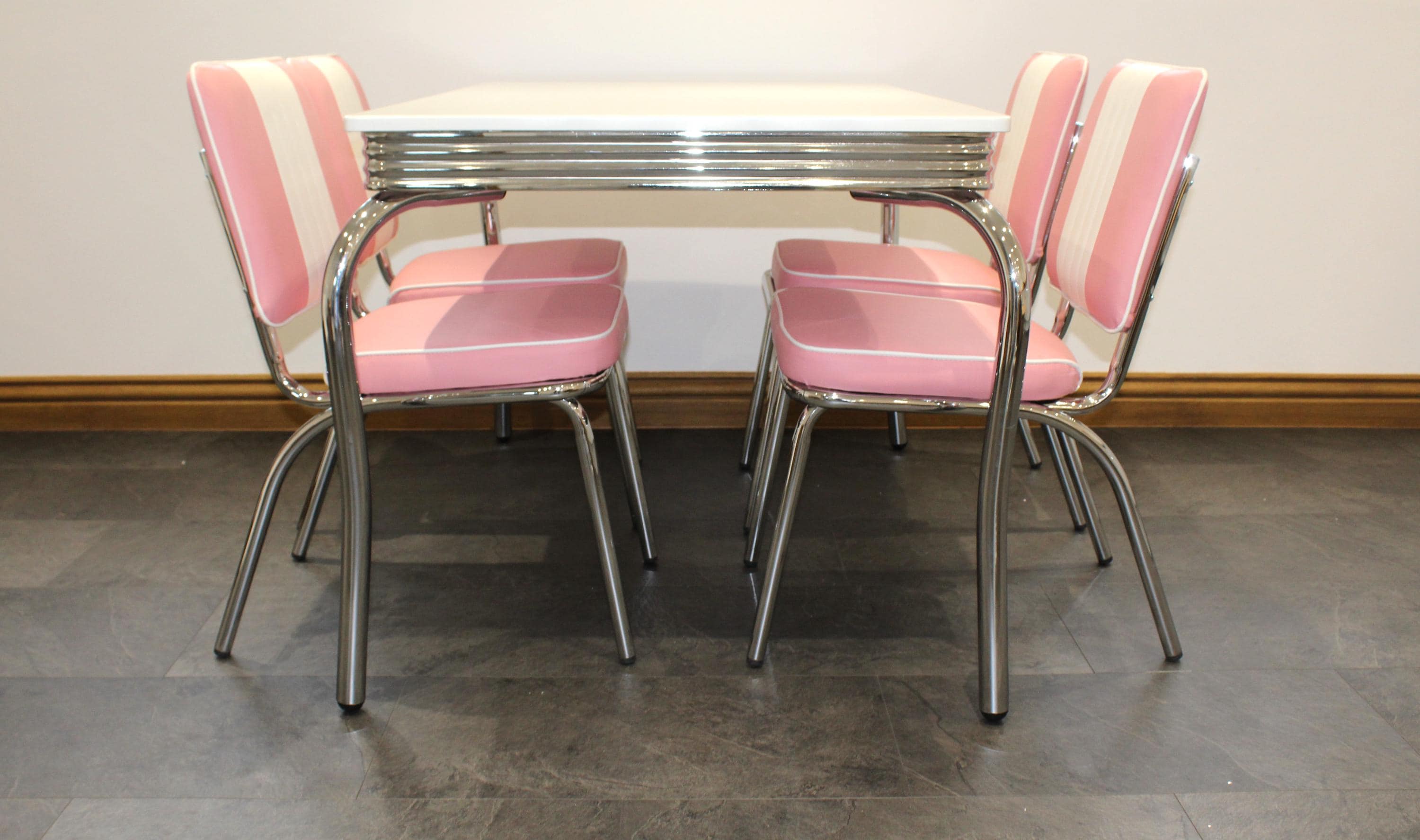 オーダーメイド アメリカンダイナーチェア ピンク 1950’s American Diner Furniture 50s Style Retro White 4 Legged Table and