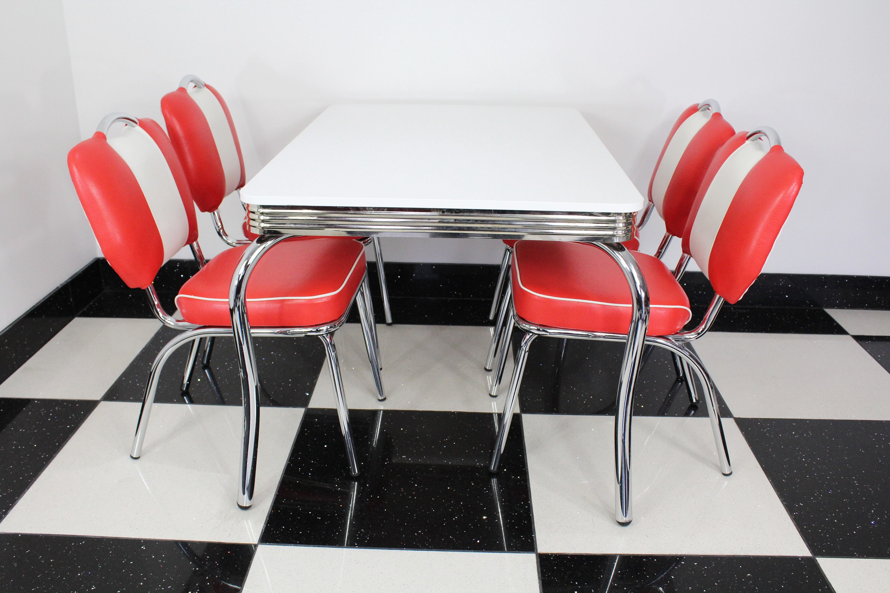 American Diner Furniture 50s Style Retro White 4 Legged