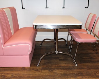 American Diner Furniture 50s Style Retro White 4 Legged Table and