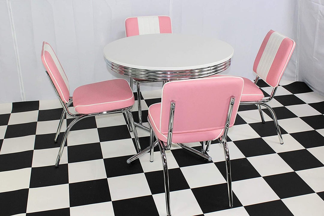 American 50s Diner Furniture Budget Retro Style Table and 4 Pink