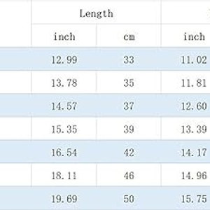 May include: A size chart for children's clothing, detailing measurements in inches and centimeters. The chart includes sizes from 6-9 months to 6-7T, with corresponding tag numbers, lengths, bust measurements, and sleeve lengths.