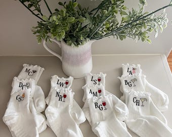 Custom Grip Socks for Pilates and Bridemaids with Ruffle