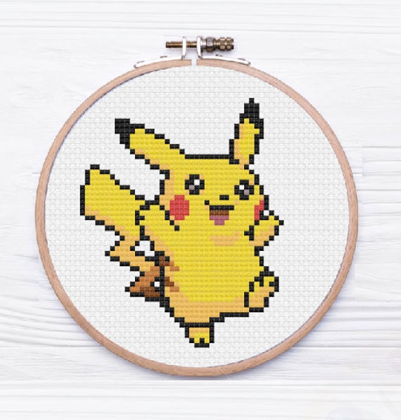 Pokemon Red and Pikachu Pixel Cross Stitch Pattern Download 