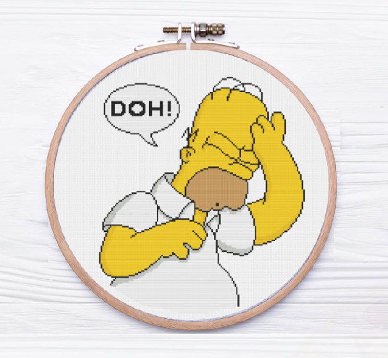 Homer Simpson 'Doh', The Simpsons Cross Stitch Pattern PDF image 1