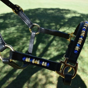 Miniature Horse Beaded Leather Halter..Mini Show Halter, Leather headstall